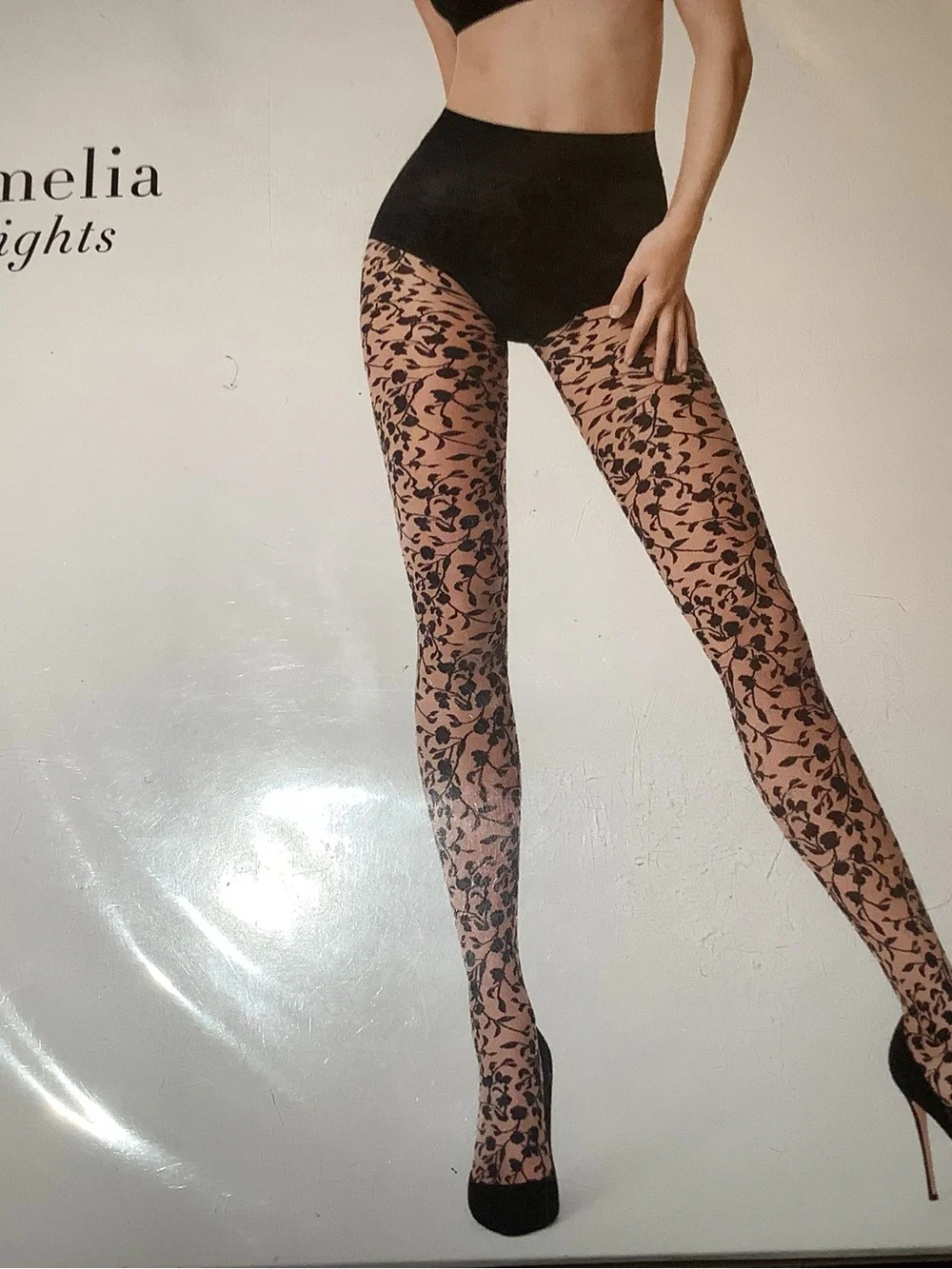 Wolford Amelia tights, floral design, color black/black, size: M